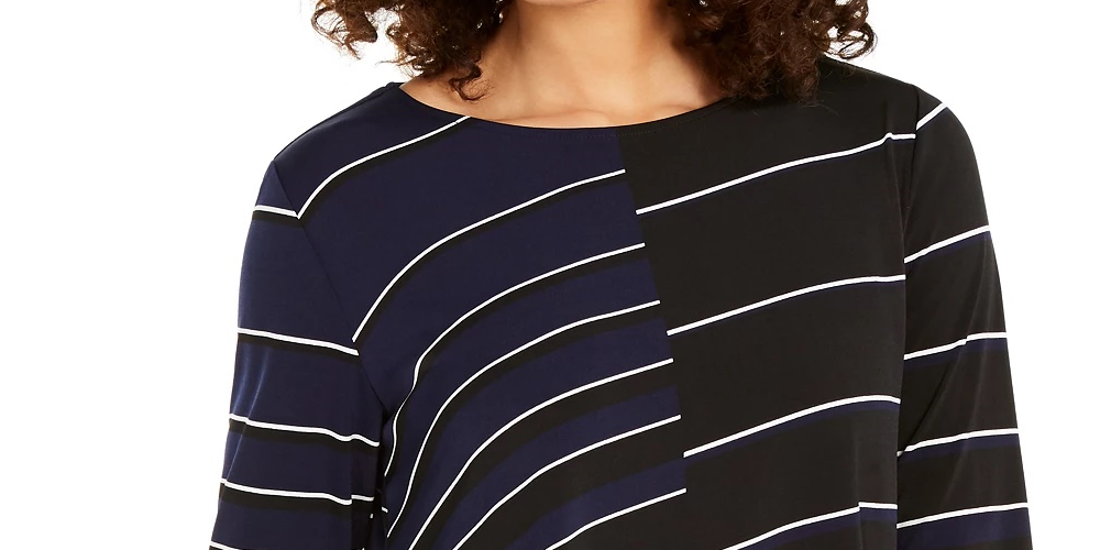 Túnica Alfani Feminina Estampada Alto Baixo Azul Marinho Tamanho P