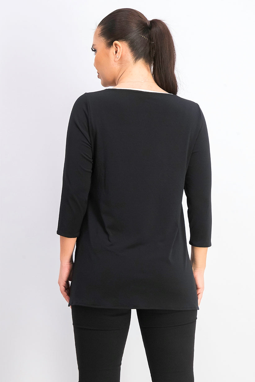 Túnica Alfani Feminina Petite Tubular Preta Tamanho Médio