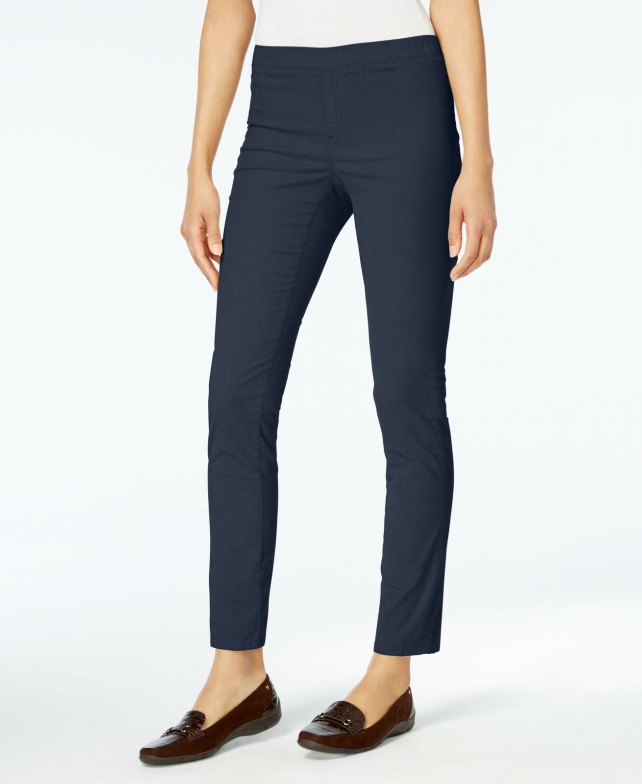 Calça feminina Karen Scott Petite Veludo Cotelê Pull-On Azul Marinho Tamanho Petit
