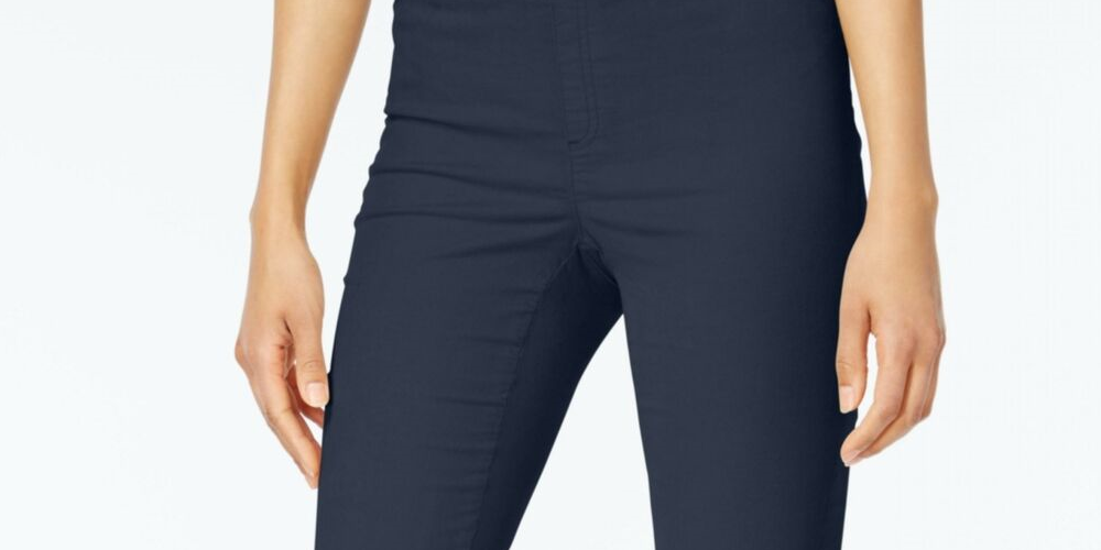 Calça feminina Karen Scott Petite Veludo Cotelê Pull-On Azul Marinho Tamanho Petit