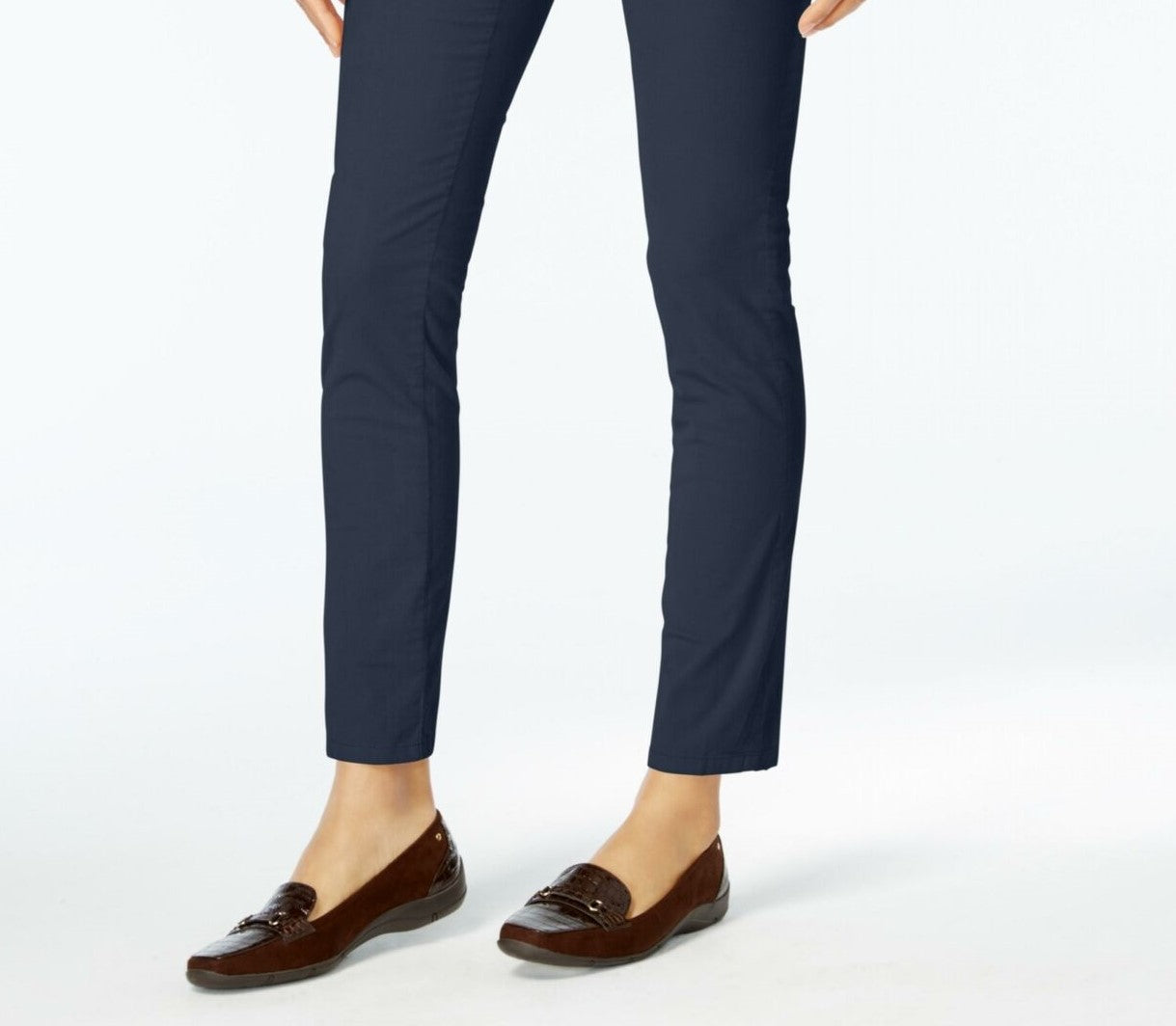 Calça feminina Karen Scott Petite Veludo Cotelê Pull-On Azul Marinho Tamanho Petit