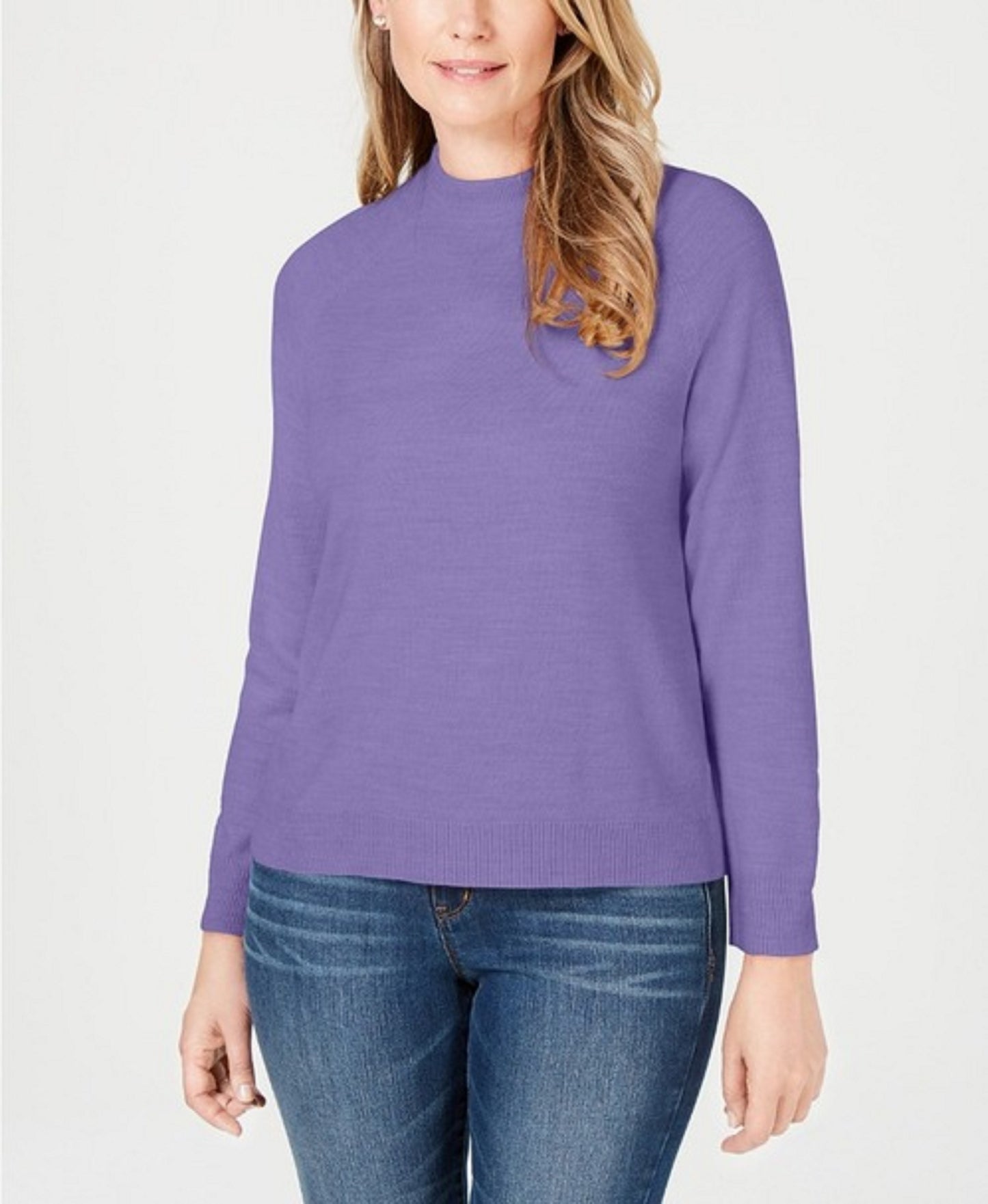 Karen Scott Suéter Feminino com Zíper nas Costas e Gola Redonda Roxo Tamanho Grande