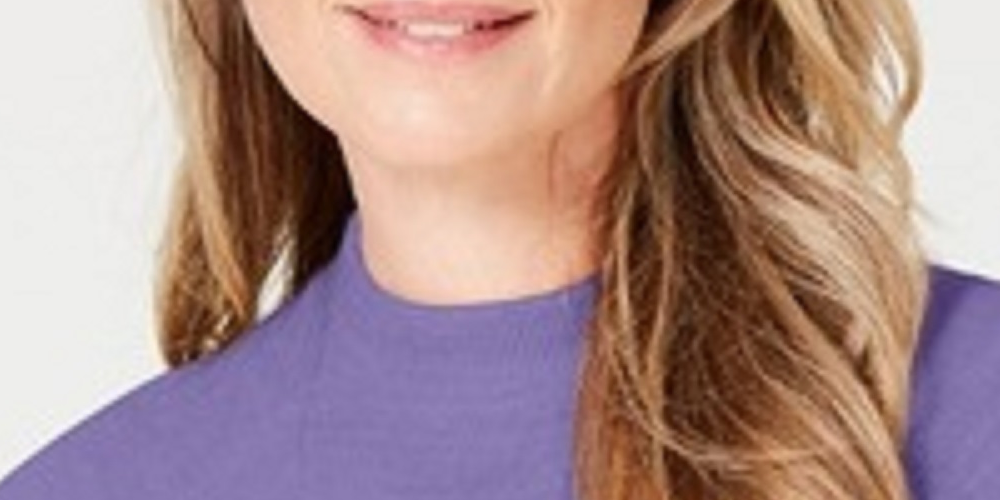 Karen Scott Suéter Feminino com Zíper nas Costas e Gola Redonda Roxo Tamanho Grande