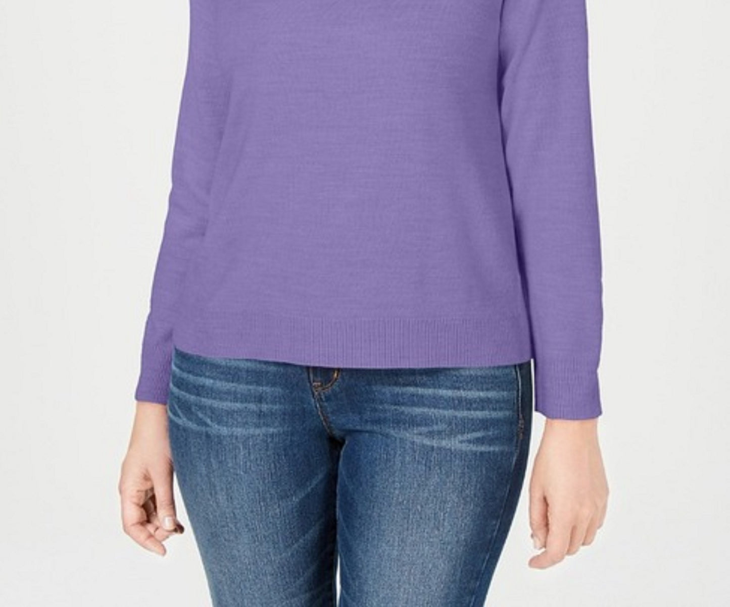 Karen Scott Suéter Feminino com Zíper nas Costas e Gola Redonda Roxo Tamanho Grande