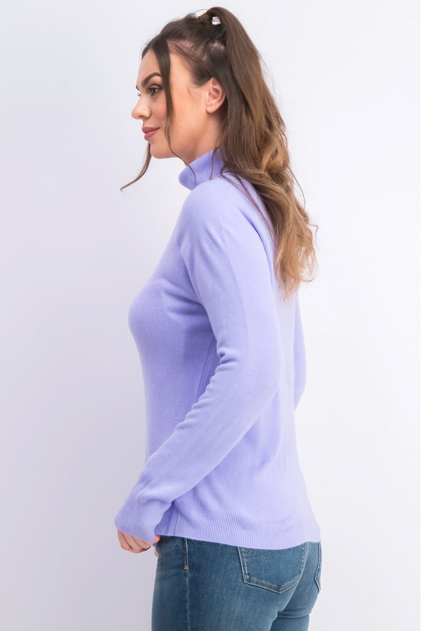 Karen Scott Suéter Feminino Gola Alta Roxo Tamanho Grande