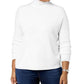 Karen Scott Suéter Luxsoft Plus Size Feminino Gola Alta Branco Tamanho 2X
