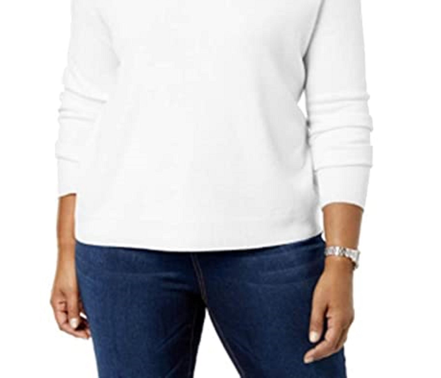 Karen Scott Suéter Luxsoft Plus Size Feminino Gola Alta Branco Tamanho 2X