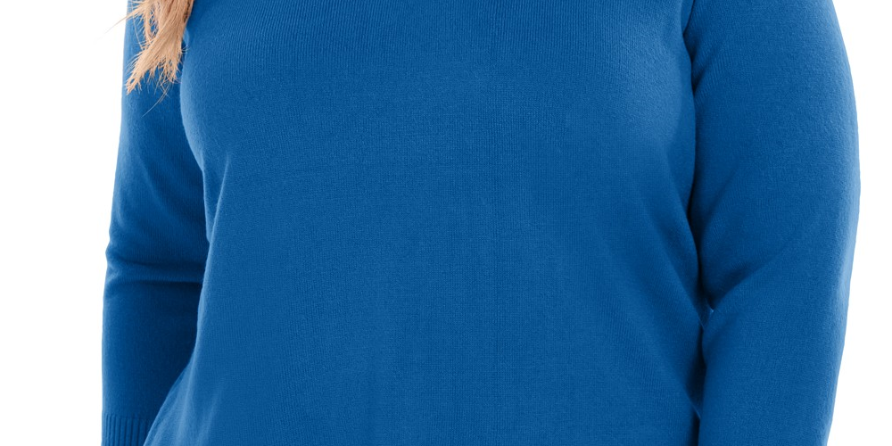 Karen Scott Suéter Luxsoft com decote em V para mulheres, azul-marinho, tamanho 2X