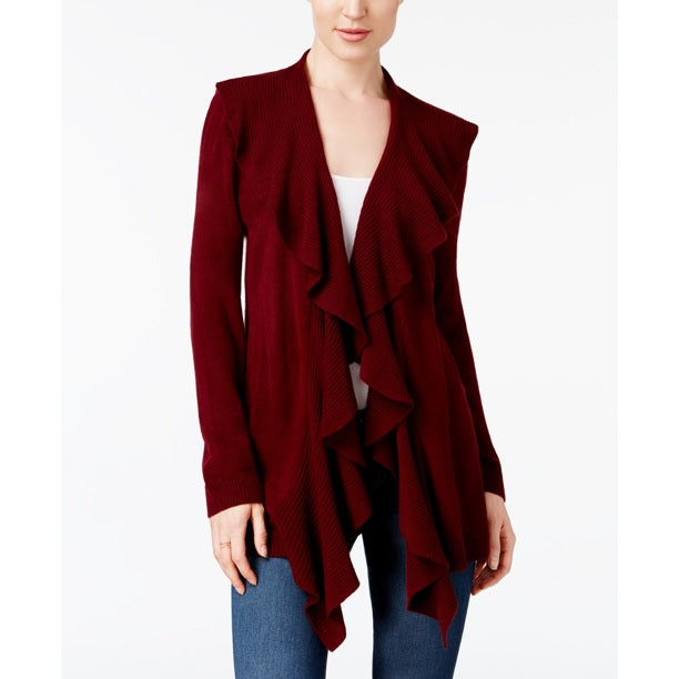 Karen Scott Cardigan Feminino com Babados na Frente, Vermelho, Tamanho Médio