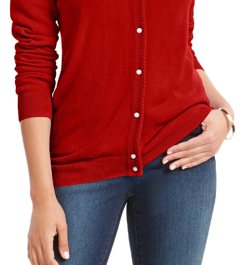 Karen Scott Cardigan Feminino Luxsoft Botão Médio Vinho Tamanho Pequeno Pequeno