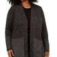 Karen Scott Cardigan Feminino Plus Size Estampado com Borda Preto Tamanho 1X
