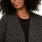 Karen Scott Cardigan Feminino Plus Size Estampado com Borda Preto Tamanho 1X