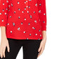 Camisa polo feminina Charter Club com manga 3/4 estampada, tamanho médio, vinho