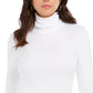 Blusa feminina Charter Club com gola alta canelada mesclada, tamanho extragrande, branca