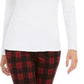 Blusa feminina Charter Club com gola alta canelada mesclada, tamanho extragrande, branca
