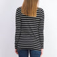 Blusa feminina listrada de gola alta Charter Club, preta, tamanho extra grande