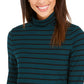 Blusa feminina listrada de gola alta Charter Club verde escuro tamanho extragrande