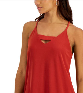 Bar III Women's Zip Back Halter Top Red Size Small