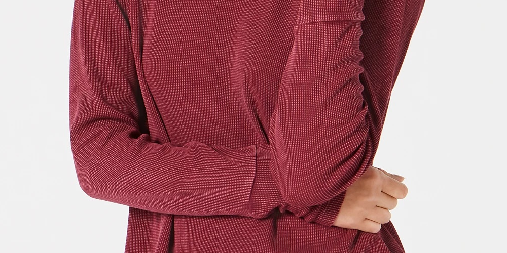 Blusa térmica feminina de algodão com decote aberto Style &amp; Co, vermelha, tamanho extra pequeno