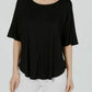 Blusa feminina Alfani com decote redondo e manga morcego, preta, tamanho grande