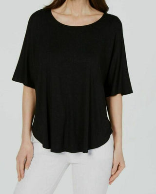 Blusa feminina Alfani com decote redondo e manga morcego, preta, tamanho grande