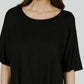 Blusa feminina Alfani com decote redondo e manga morcego, preta, tamanho grande