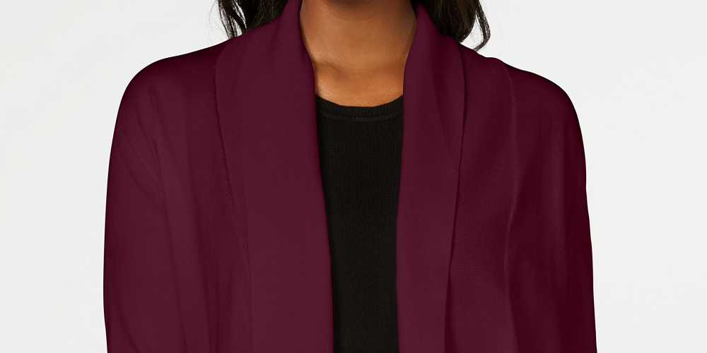 Karen Scott Cardigan Feminino Aberto na Frente Vermelho Escuro Tamanho P