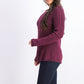 Suéter de malha canelada com bainha recortada estilo &amp; co feminino vermelho escuro tamanho médio