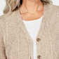Karen Scott Cardigan Duster Feminino Pequeno com Botões Frontais Marrom Tamanho 44