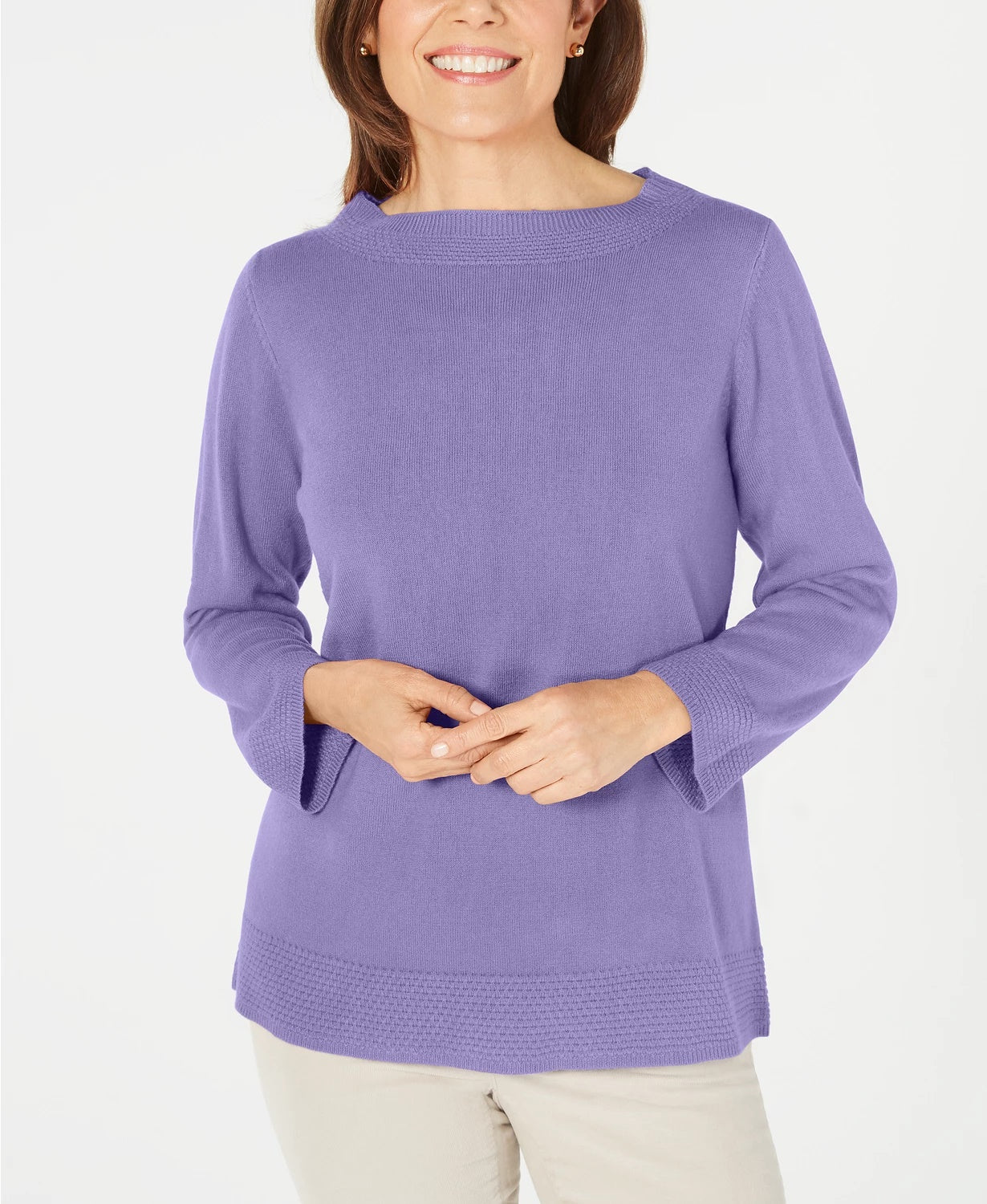 Karen Scott Suéter Feminino Gola Canoa Roxo Tamanho Pequeno Médio