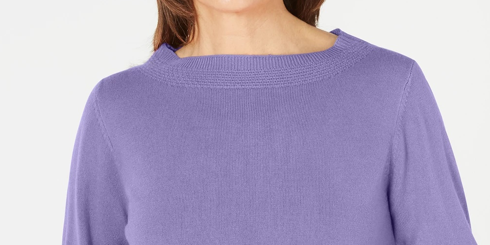Karen Scott Suéter Feminino Gola Canoa Roxo Tamanho Pequeno Médio