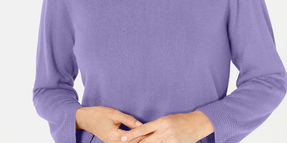 Karen Scott Suéter Feminino Gola Canoa Roxo Tamanho Pequeno Médio
