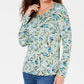 Karen Scott Audra Oasis Top decote redondo feminino verde escuro tamanho grande