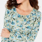 Karen Scott Audra Oasis Top decote redondo feminino verde escuro tamanho grande