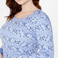 Blusa feminina Karen Scott com estampa decote redondo, azul, tamanho pequeno