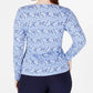 Blusa feminina Karen Scott com estampa decote redondo, azul, tamanho pequeno