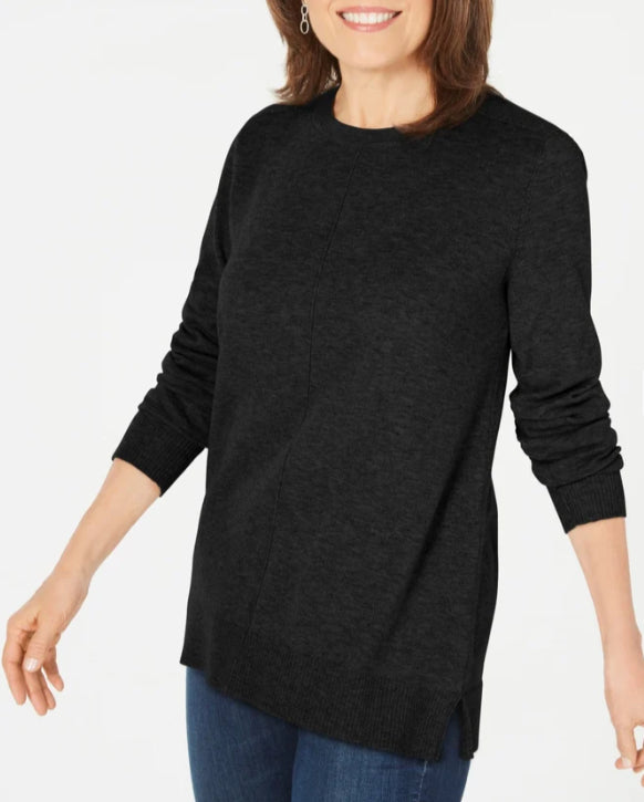 Karen Scott Suéter Feminino Gola Redonda Manga Longa Preto Tamanho Médio