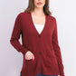 Cardigan feminino de lã merino com decote em V, tamanho grande, vinho, Charter Club