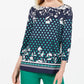 Top feminino com decote canoa estampado Charter Club, azul, tamanho XX-G