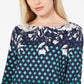 Charter Club Blusa feminina estampada com decote canoa, azul, tamanho médio