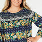 Blusa plus size com estampa mista azul Charter Club feminina, tamanho 2X