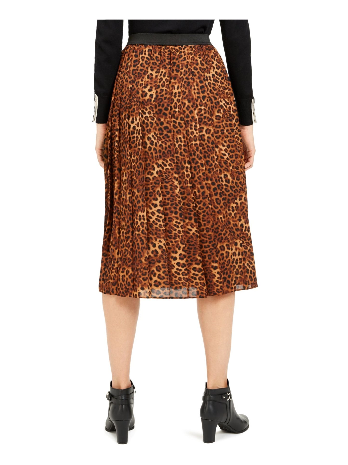 Saia plissada com estampa animal feminina Charter Club, bege, tamanho pequeno