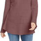 Suéter de malha com babados e bainha plissada feminino Style &amp; Co, tamanho médio, roxo, grande
