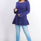 Suéter de malha com babados e bainha plissada feminino Style &amp; Co, tamanho médio, roxo, tamanho extrapequeno