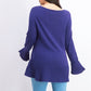Suéter de malha com babados e bainha plissada feminino Style &amp; Co, tamanho médio, roxo, tamanho extrapequeno