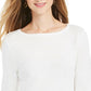 Suéter de malha com babados e bainha plissada feminino Style &amp; Co, tamanho grande, branco