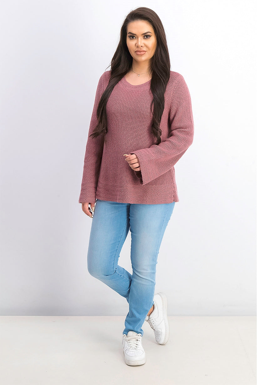 Suéter pulôver feminino estilo &amp; co, malha boxy, roxo médio, tamanho extrapequeno