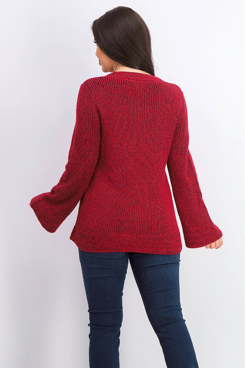 Suéter pulôver feminino de malha estilo boxy, vermelho, tamanho médio