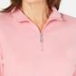 Karen Scott Blusa de algodão feminina com meio zíper e gola alta, rosa escuro, tamanho pequeno