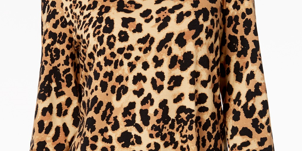 Blusa estampada feminina JM Collection manga 3/4 marrom tamanho médio